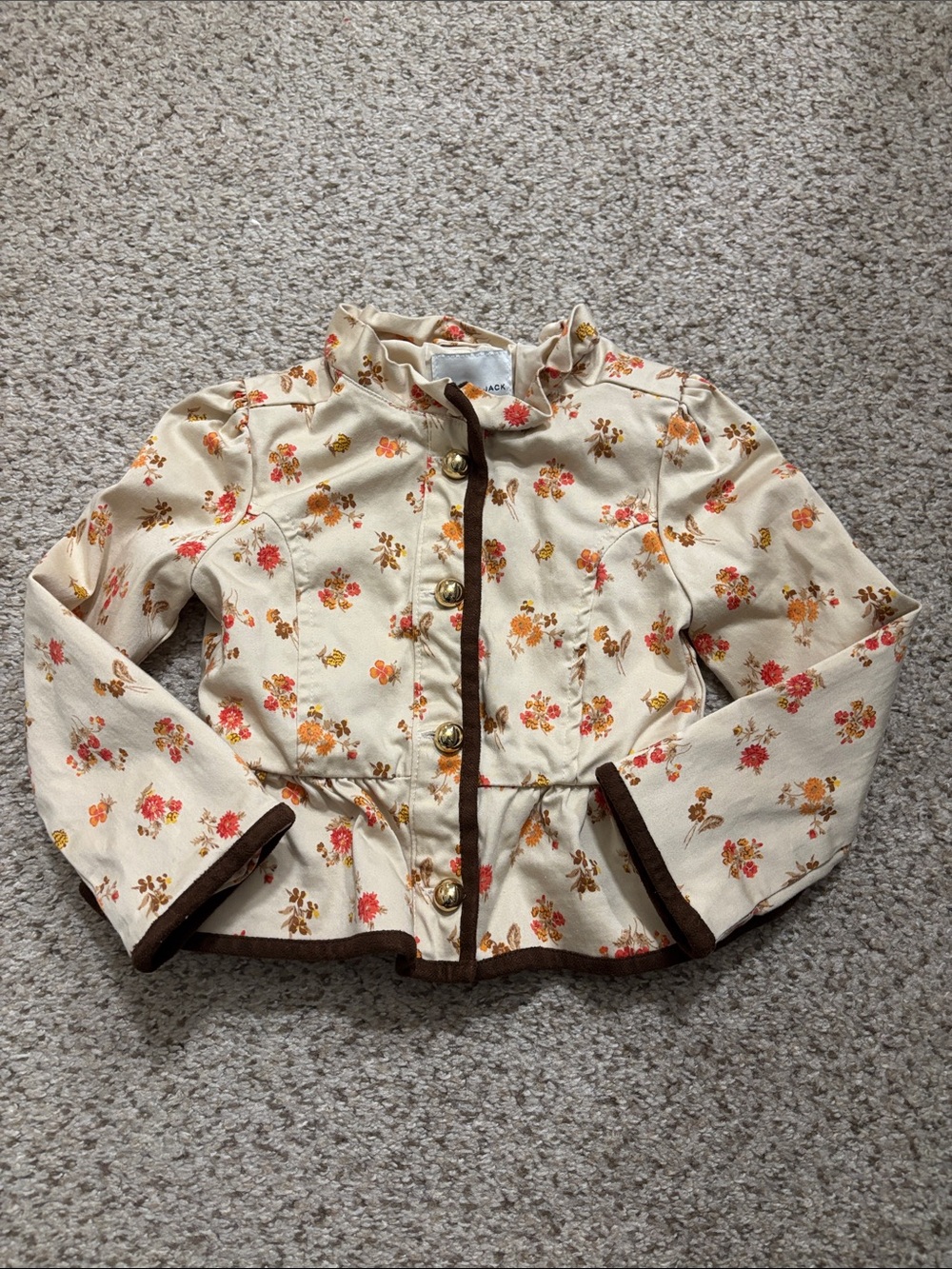 Janie & Jack Dainty Floral Button Up Jacket Size 2T Light Tan | Autumn | fall |
